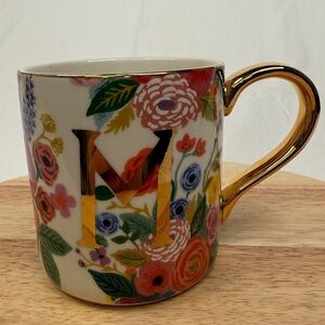 Rifle Paper Co Anthropologie Garden Party Monogram M Mug NWT